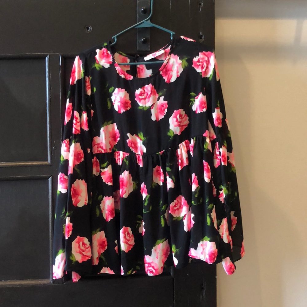 Buddy love bell sleeve rose blouse